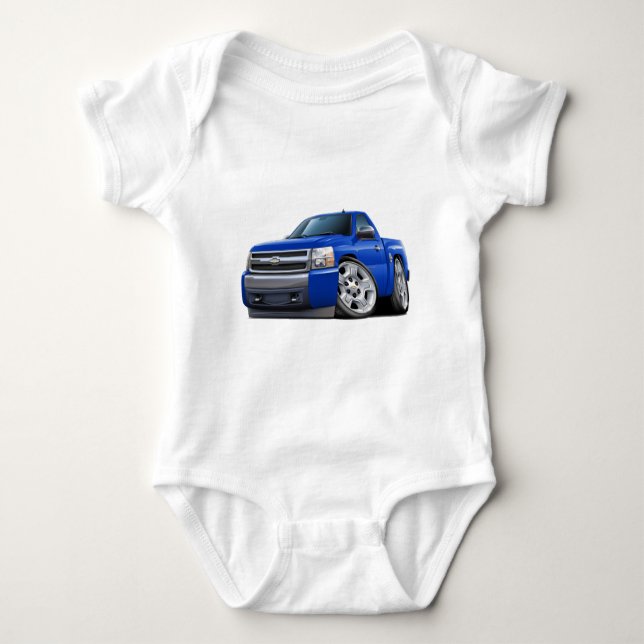 Chevy Silverado Blue Truck Baby Bodysuit (Front)