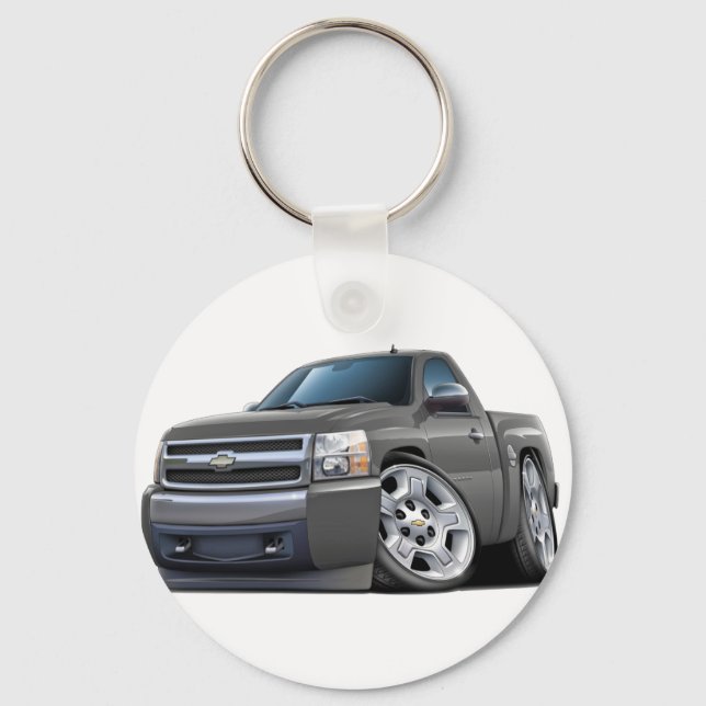 Chevy Silverado Gray Truck Key Ring (Front)