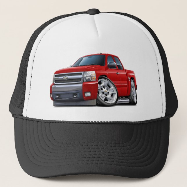Chevy Silverado Red Extended Cab Trucker Hat (Front)
