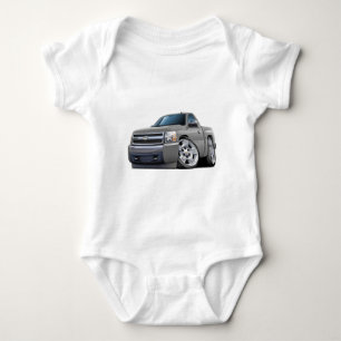 Chevy Silverado Silver Truck Baby Bodysuit
