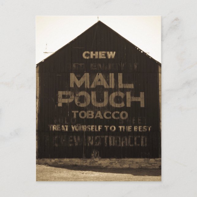 Chew Mail Pouch Tobacco Barn - Sepia Finish Postcard (Front)