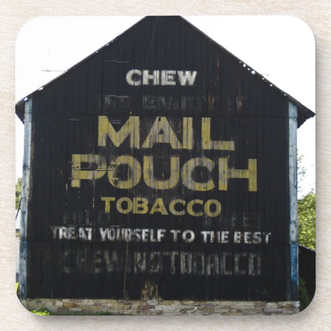 Chew Mail Pouch Vintage Barn Americana Coaster (Front)