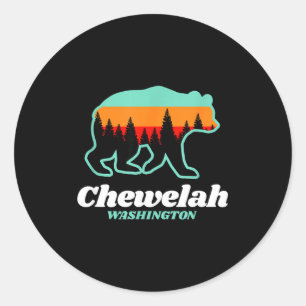 Chewelah washington skiing bear classic round sticker
