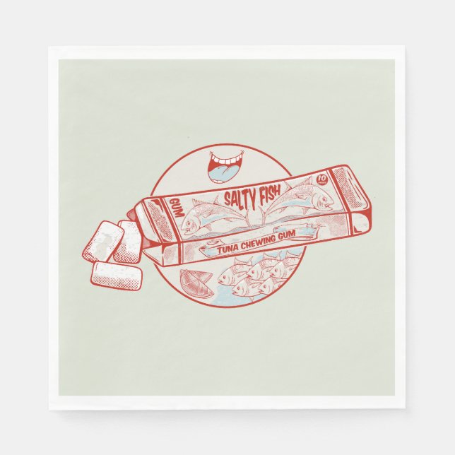 Chewing gum funny tuna fish flavour napkin (Front)