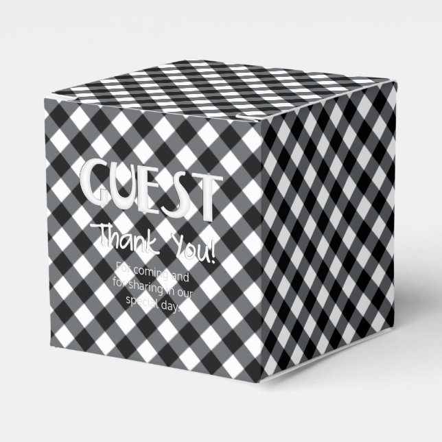 Chex 12-BLACK-WHITE-PARTY FAVOR BOX, square box (Front Side)