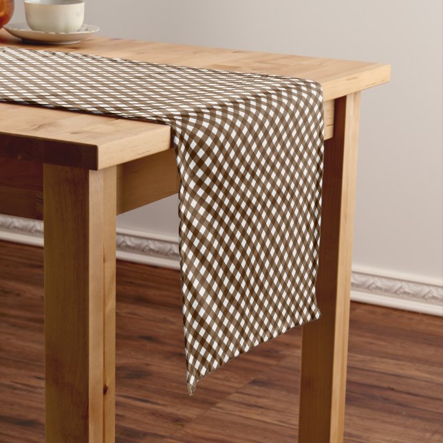 CHEX 14-BROWN-COTTON TABLE RUNNER-14x72in Short Table Runner (In Situ)