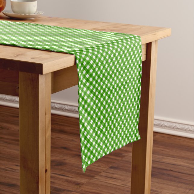 CHEX 2-GREEN-COTTON TABLE RUNNER-14x72in Short Table Runner (In Situ)
