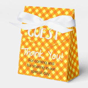 Chex 3-Orange-Yellow-PARTY FAVOR BOX, tent style Favour Box