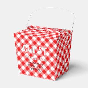 Chex 5-RED-PARTY FAVOR BOX, take out style Favour Box