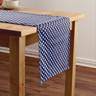 CHEX 9-BLUE-COTTON TABLE RUNNER-14x72in Short Table Runner