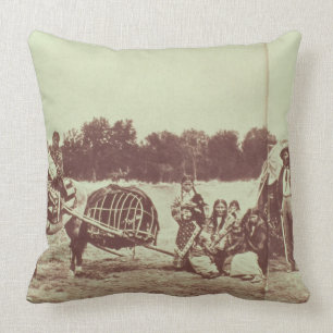 Cheyenne Indians on the Move, 1878 (b/w photo) Cushion