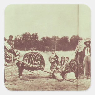 Cheyenne Indians on the Move, 1878 (b/w photo) Square Sticker