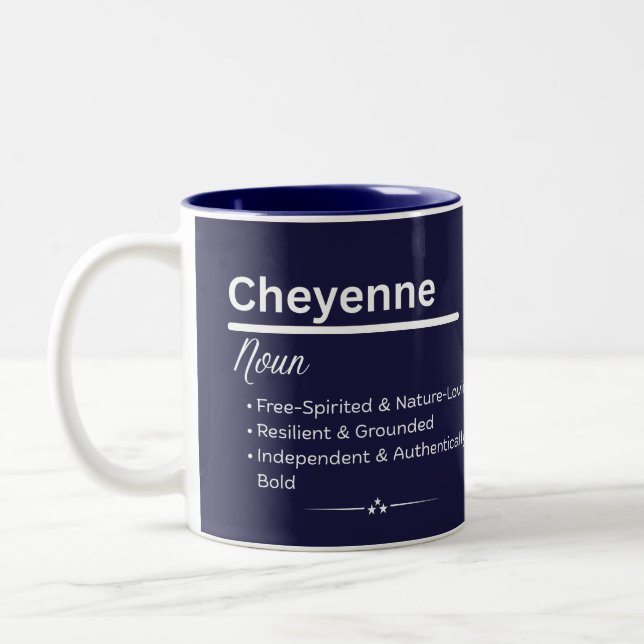 Cheyenne Personalized Girl Name Meaning Coffee Mug (Left)