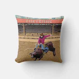 Cheyenne Rodeo Cowboy Bull Riding Cushion