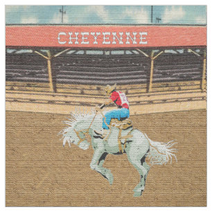 Cheyenne Rodeo Cowboy Saddle Bronc Riding Fabric