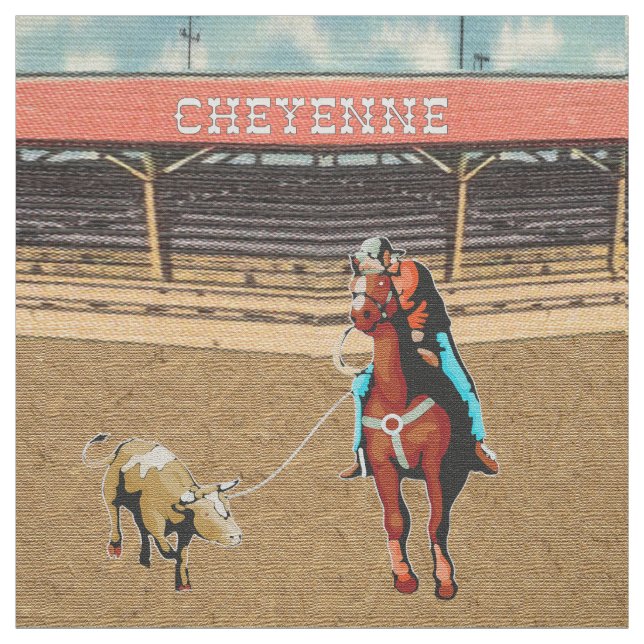 Cheyenne Rodeo Cowboy Steer/ Team Roping Fabric (Swatch)