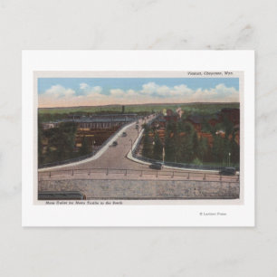 Cheyenne, WY - Viaduct & Main Outlet for Motor Postcard