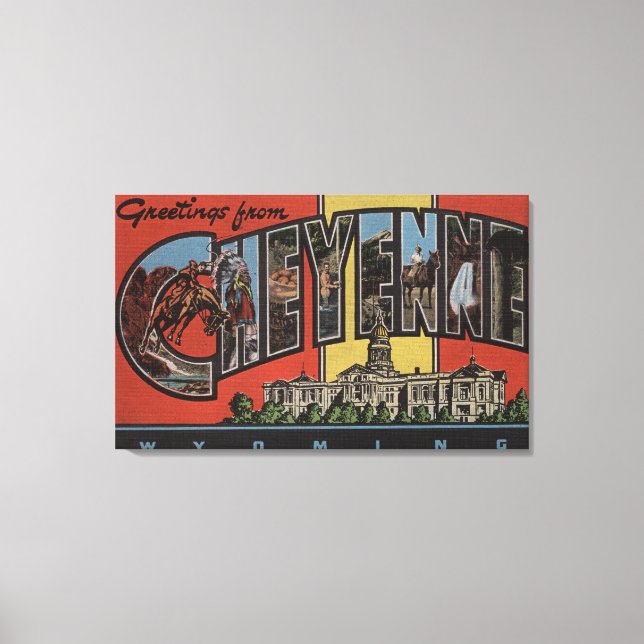 Cheyenne, Wyoming - Large Letter Scenes Canvas Print (Front)