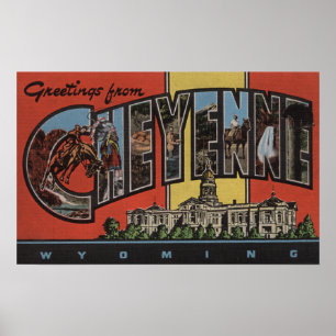 Cheyenne, Wyoming - Large Letter Scenes Poster