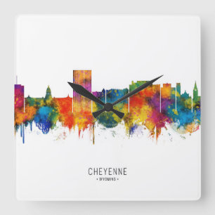 Cheyenne Wyoming Skyline Square Wall Clock