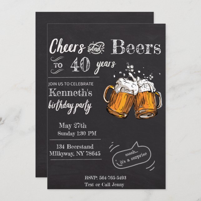 Chheers and Beers 60 40th 50th 30th 21st  Invitation (Front/Back)
