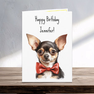 Chi Chihuahua Puppy Dog Birthday Name Card