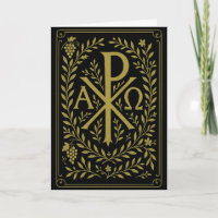 Chi Rho Alpha Omega Gold Symbol on Black
