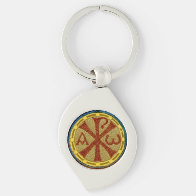 Chi Rho / Alpha Omega Medallion from SNV 36 Swirl Key Ring (Front)