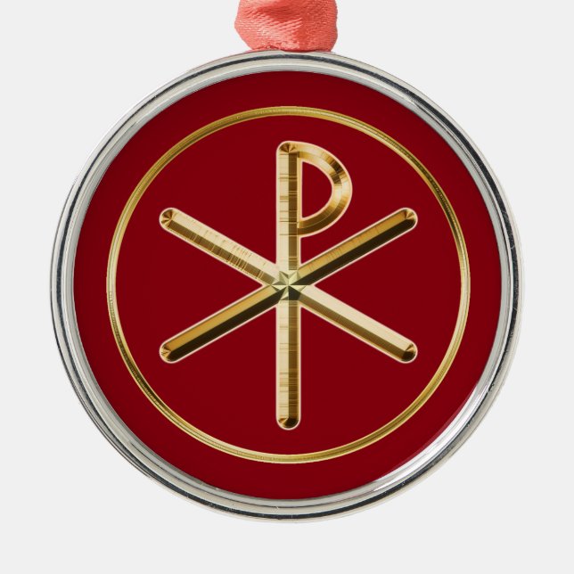 Chi-Rho glow Metal Tree Decoration (Front)