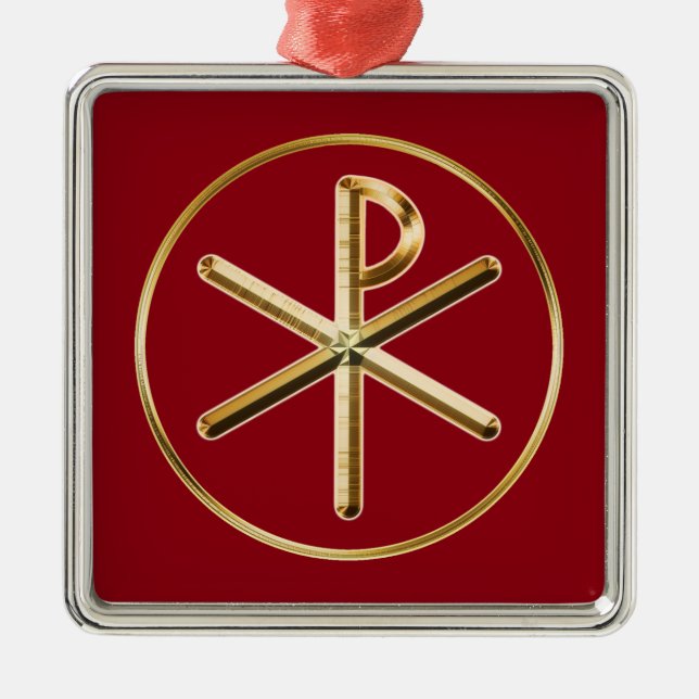 Chi-Rho glow Metal Tree Decoration (Front)