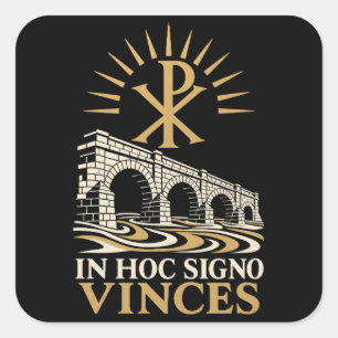 Chi Rho Milvian Bridge In Hoc Signo Vinces Square Sticker