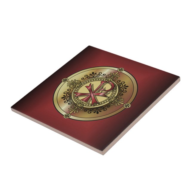 Chi-Rho Monogram ~ Christian Symbol P & X Tile (Side)