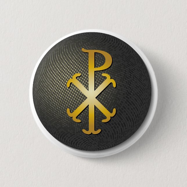 Chi-Rho (Symbol of Jesus Christ) 6 Cm Round Badge (Front)
