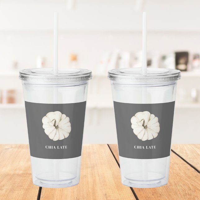 Chia Latte Watercolor White Pumpkin  Acrylic Tumbler (Creator Uploaded)