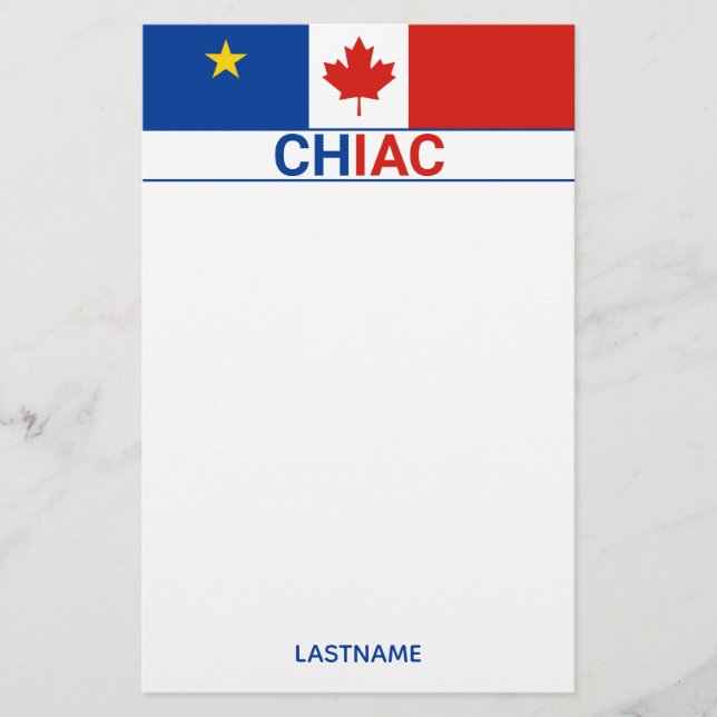 Chiac Acadian Canadian Flag Personalise  Stationery (Front)