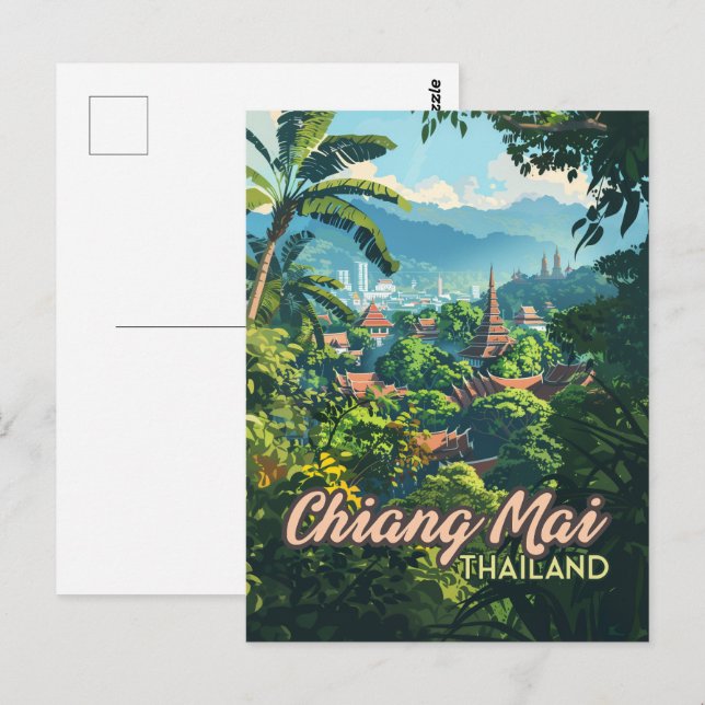 Chiang Mai Thailand Asia Temples Mountains Vintage Postcard (Front/Back)