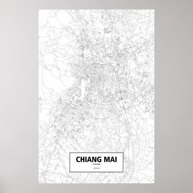Chiang Mai, Thailand (black on white) Poster (Front)