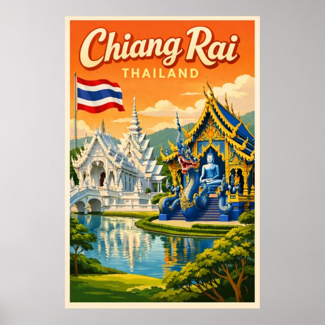 Chiang Rai Thailand - Vintage Travel Poster (Front)