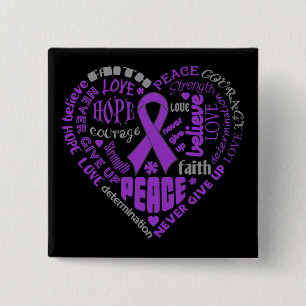Chiari Malformation Awareness Heart Words 15 Cm Square Badge