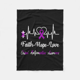 Chiari Malformation Awareness Heartbeat Christian Fleece Blanket