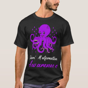Chiari Malformation Awareness Octopus Purple Supp T-Shirt