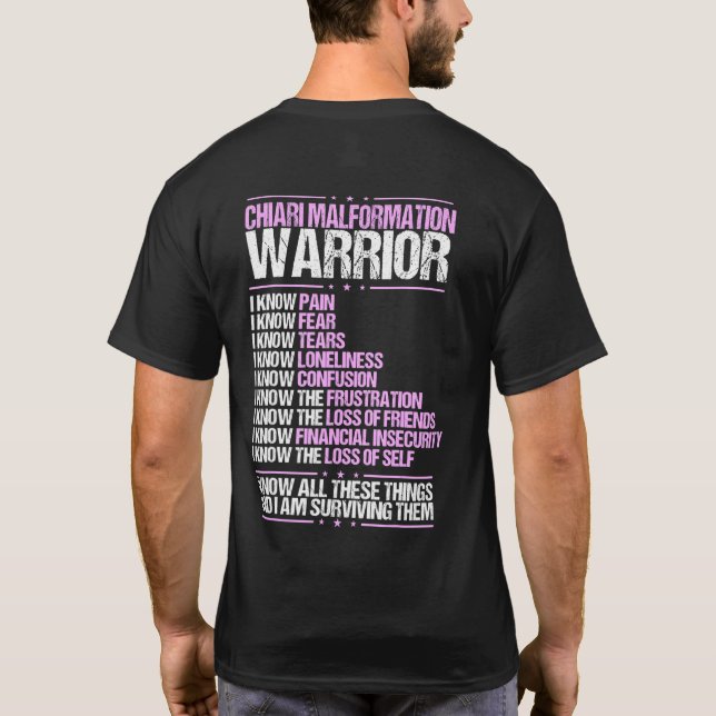 Chiari Malformation Awareness Pain Survivor Purple T-Shirt (Back)