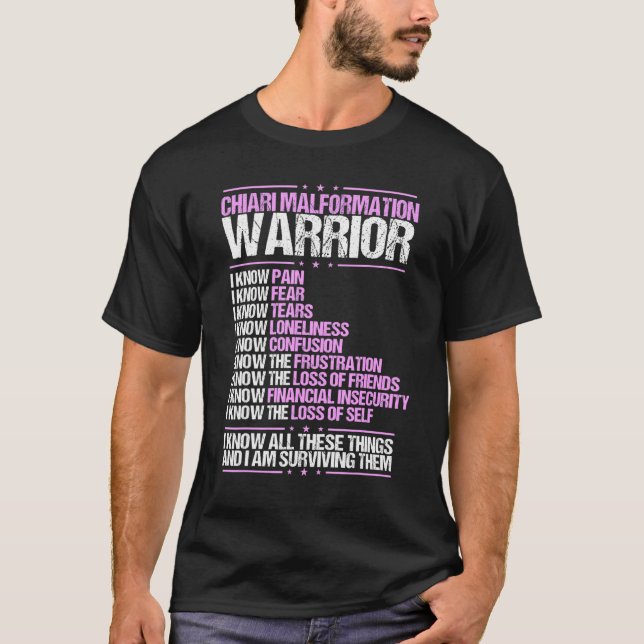 Chiari Malformation Awareness Pain Survivor Purple T-Shirt (Front)