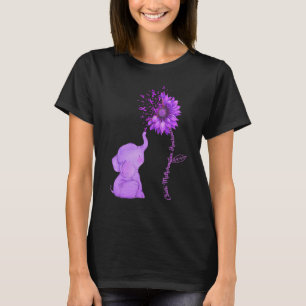 Chiari Malformation Awareness Purple Sunflower Ele T-Shirt