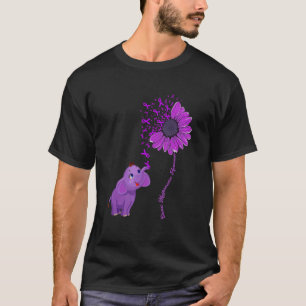 Chiari Malformation Awareness Purple Sunflower Ele T-Shirt