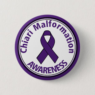 Chiari Malformation Purple Awareness Ribbon Button