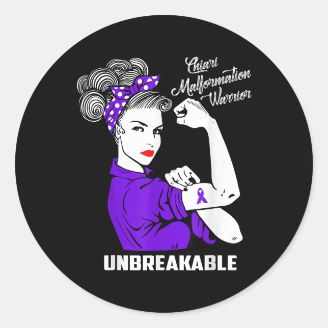 Chiari Malformation Warrior Unbreakable Shirt Awar Classic Round Sticker (Front)