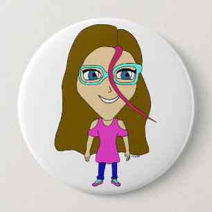 chibi  10 cm round badge