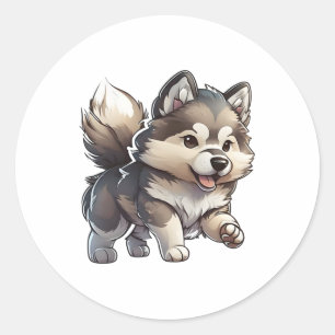 Chibi Alaskan Malamute Classic Round Sticker