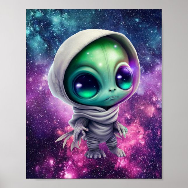 Chibi Alien in Hoodie Poster (Front)